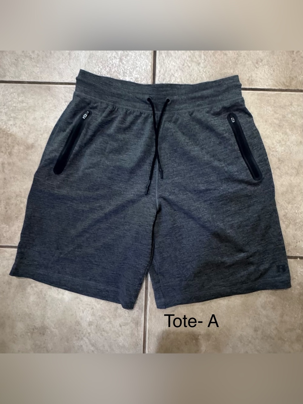 Russell Athletic Charcoal Gray Zip-Pocket Dri-fit Athletic Shorts